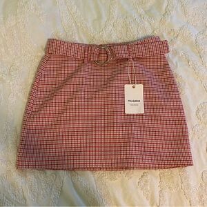 Plaid Skirt w/Buckle Belt